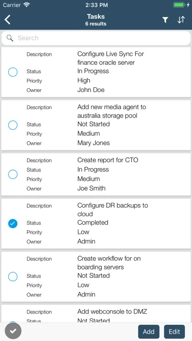 ภาพหน้าจอของ Commvault Apps