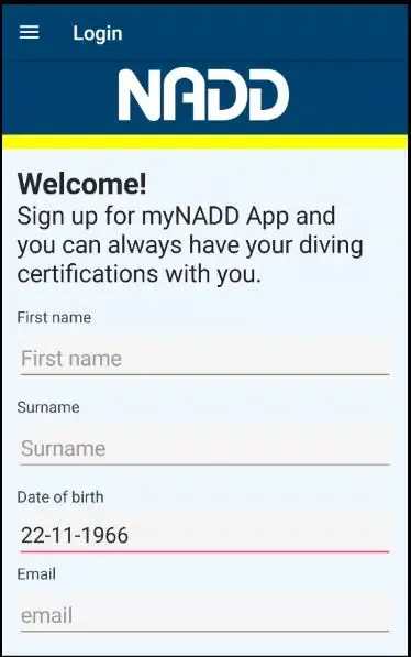 MyNADD dive card Screenshots