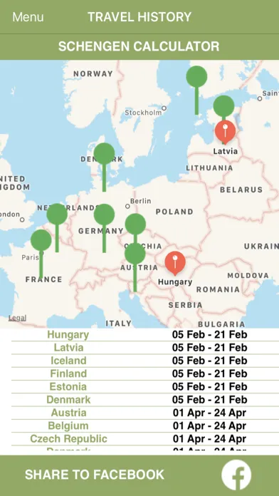 Capturas de tela do KS Schengen Calculator