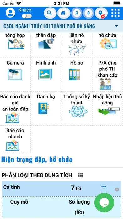 Ảnh chụp màn hình của CSDL hồ, đập thành phố Đà Nẵng