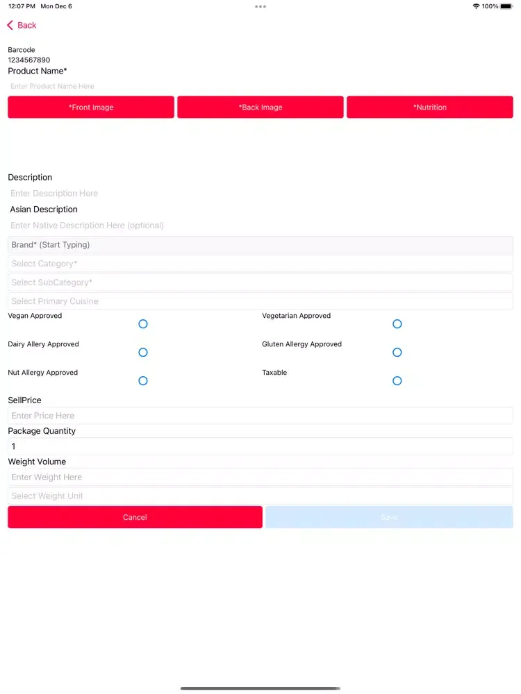 Foodmart88 Vendor App iPad  Screenshots
