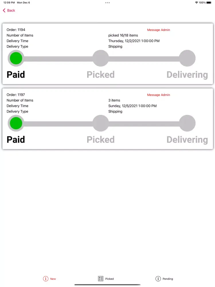 Foodmart88 Vendor App iPad  Screenshots