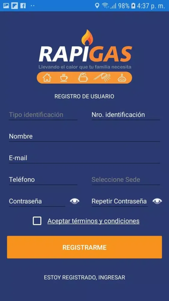 Rapigas Cliente Screenshots