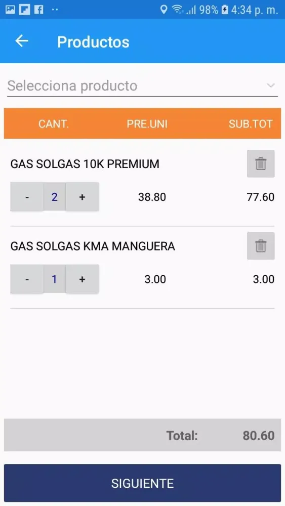 Rapigas Cliente Screenshots