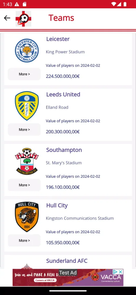 Ảnh chụp màn hình của Championship EFL England