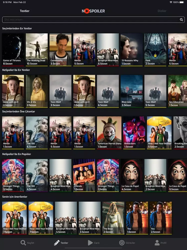 Capturas de tela do NoSpoiler iPad 