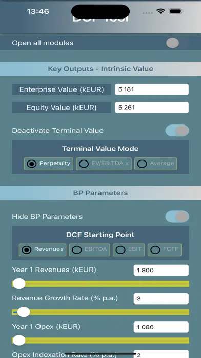 DCF Valuation Tool Screenshots