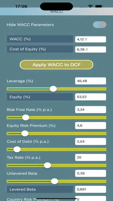 DCF Valuation Tool Screenshots