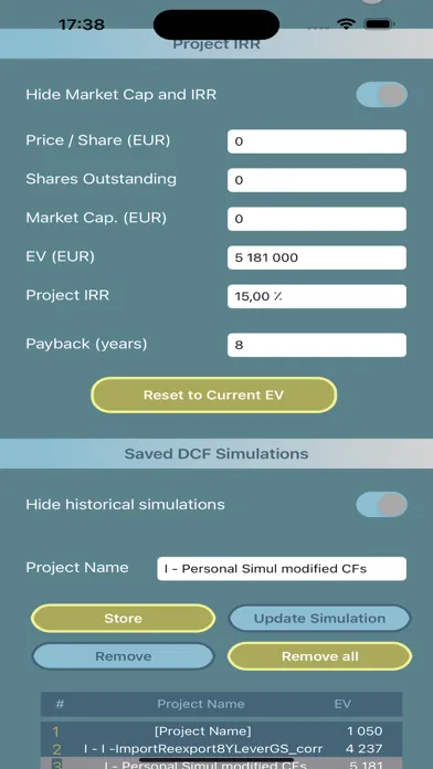 DCF Valuation Tool Screenshots