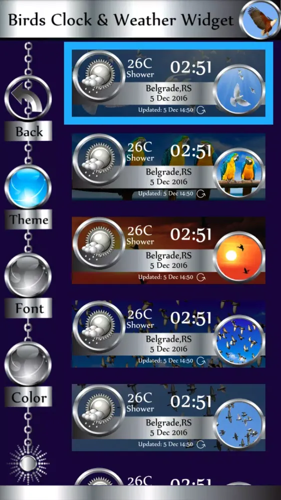 Скриншоты Birds Clock & Weather Widget