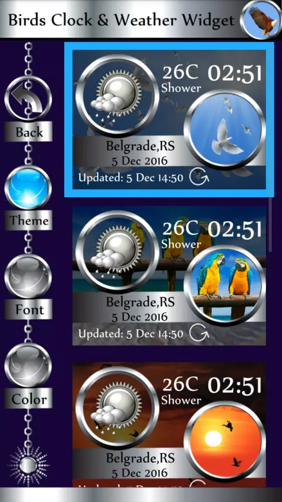 Скриншоты Birds Clock & Weather Widget