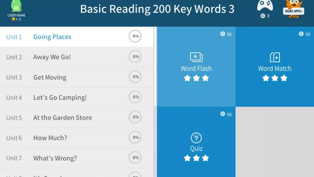 Capturas de tela do Basic Reading 200 Key Words 3