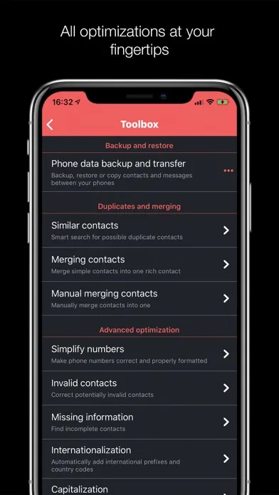 تصاویر Contacts Optimizer Pro