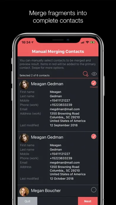 تصاویر Contacts Optimizer Pro