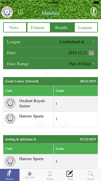 Grassroots Stats Screenshots
