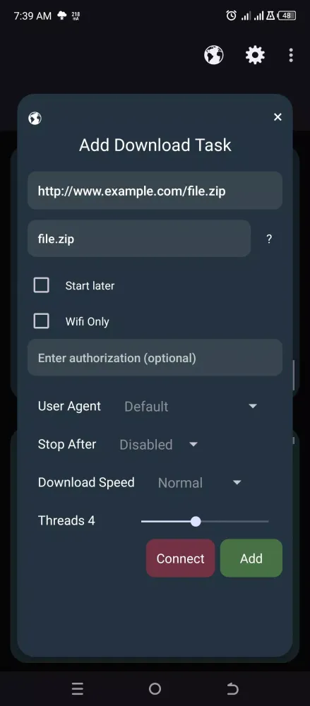 Tiny Download Manager スクリーンショット
