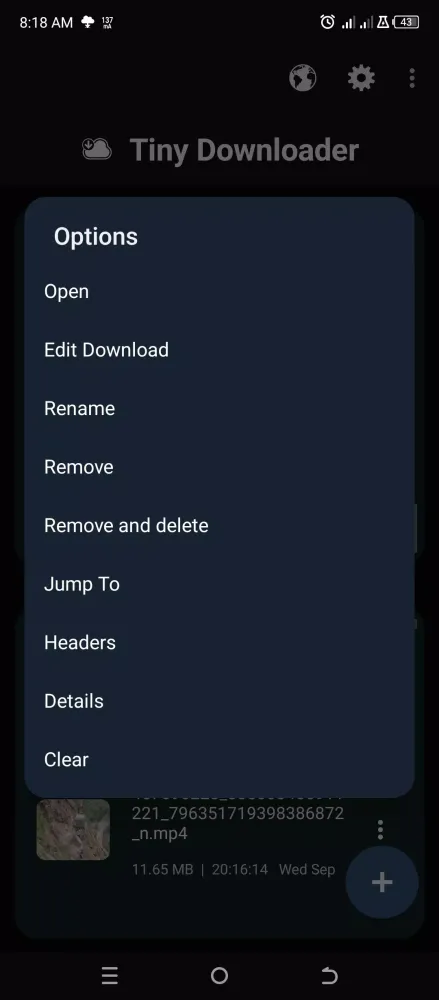 Tiny Download Manager スクリーンショット