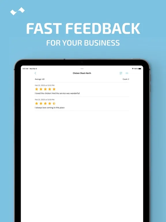 Tangkapan skrin Clinic Feedback & Recognition iPad 