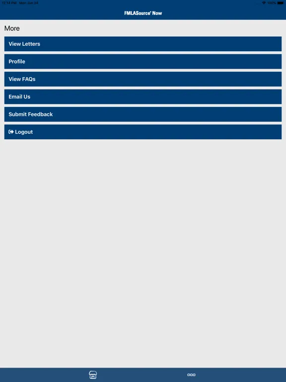 Tangkapan layar FMLASource® Now iPad 