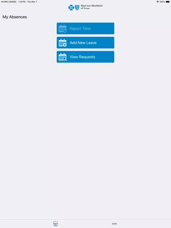 Ảnh chụp màn hình của AMS / BCBSTX iPad 