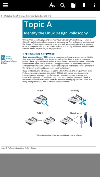 Capturas de tela do CompTIA Learning Center