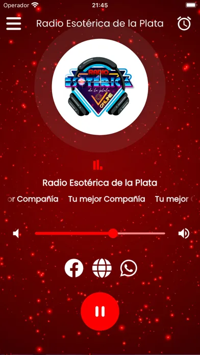 Capturas de tela do Radio Esotérica de la Plata