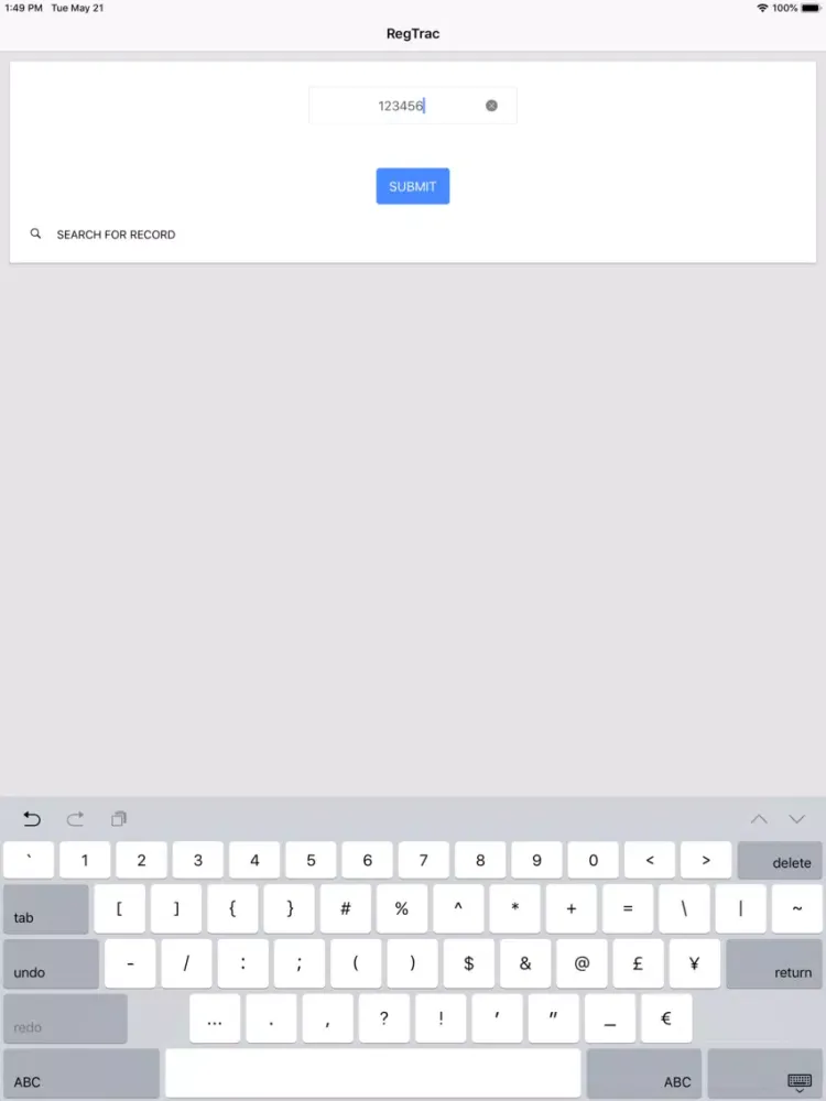 Screenshot di RegTrac iPad 