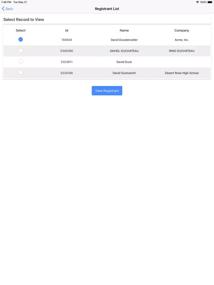Screenshot di RegTrac iPad 