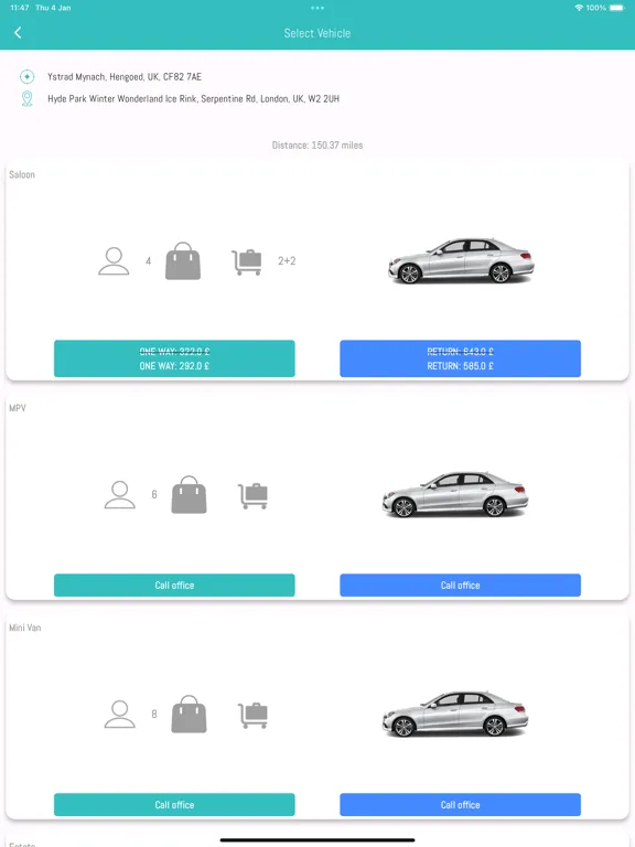 Freds private hire iPad Screenshots