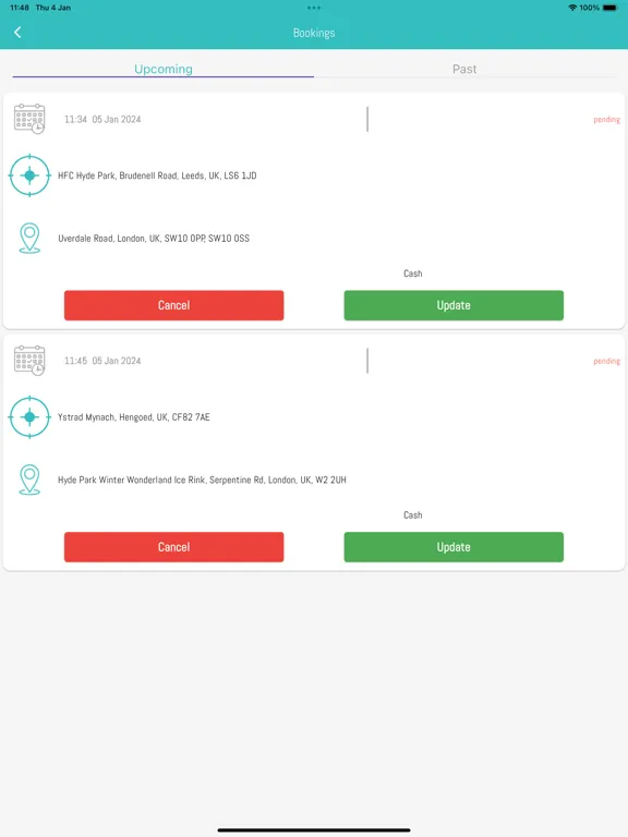 Freds private hire iPad Screenshots