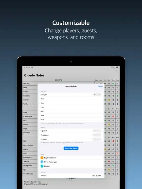 Скриншоты Cluedo Notes iPad 