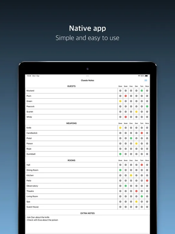 Скриншоты Cluedo Notes iPad 