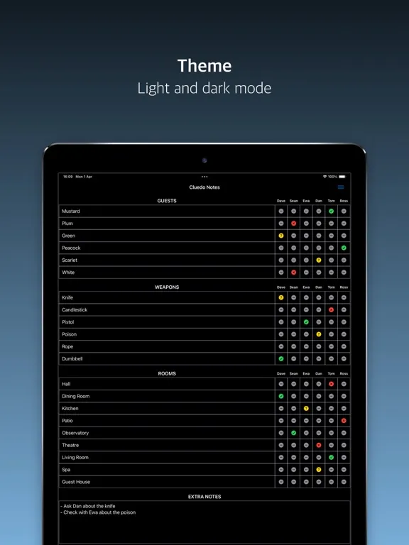 Скриншоты Cluedo Notes iPad 