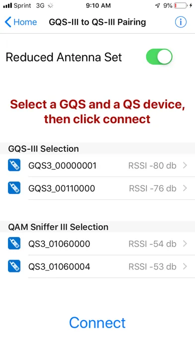 ComSonics GQSIII/QSIII Pairing Screenshots