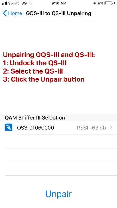 ComSonics GQSIII/QSIII Pairing Screenshots