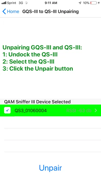 ComSonics GQSIII/QSIII Pairing Screenshots
