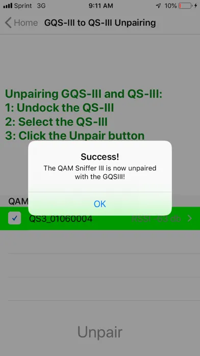 ComSonics GQSIII/QSIII Pairing Screenshots
