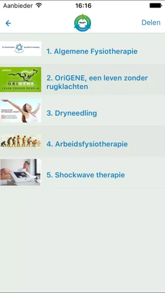 ReAT Fysiotherapie Ekran Görüntüleri