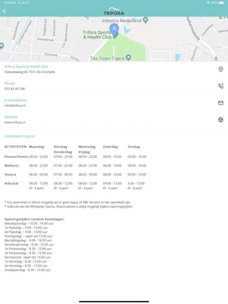 Trifora Health Racket Wellness iPad  スクリーンショット