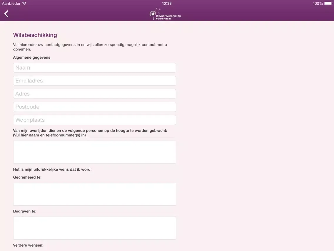 Uitvaartvereniging Voerendaal iPad  স্ক্রিনশট