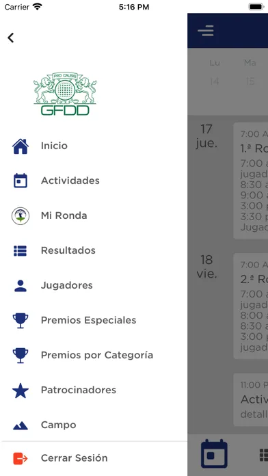 Capturas de tela do GFDD golf Tournament