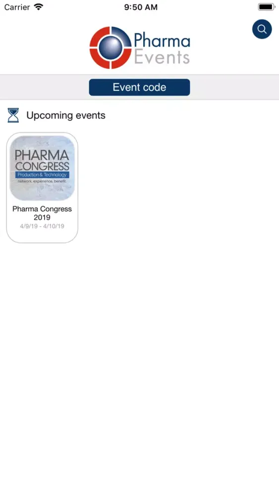 Ảnh chụp màn hình của Pharma Events