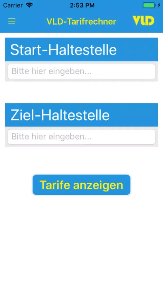 VLD Tarifrechner Ekran Görüntüleri