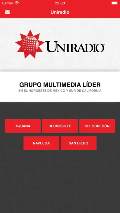 Tangkapan skrin Uniradio
