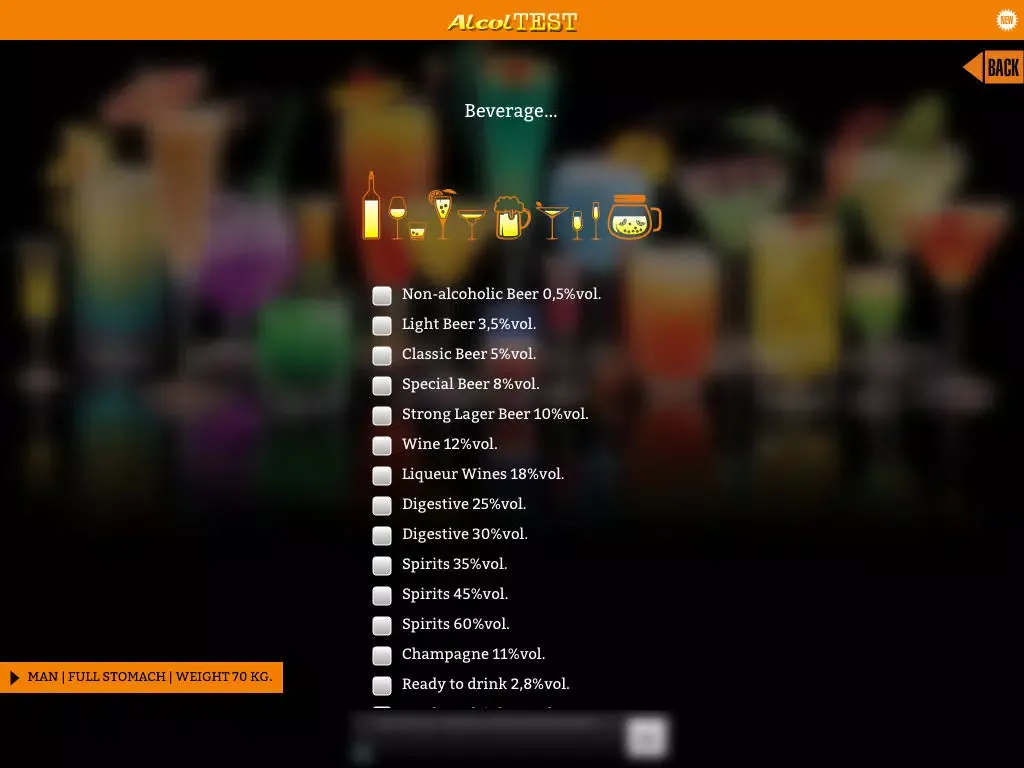 Alcol Test (Blood Alcohol Content) iPad Screenshots