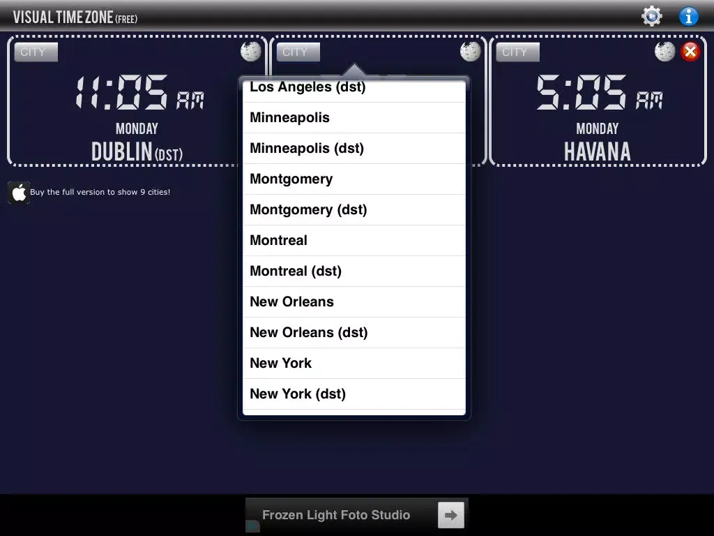 Visual Time Zone Free iPad Screenshots