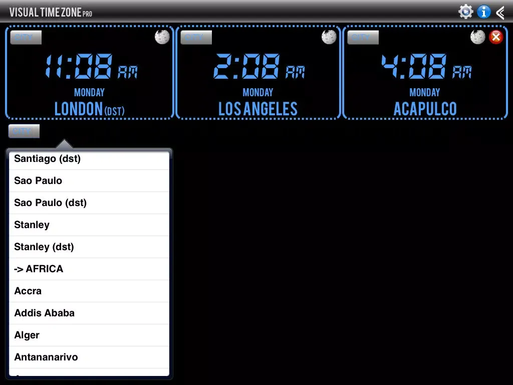 Visual Time Zone Free iPad Screenshots