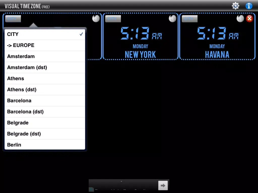 Visual Time Zone Free iPad Screenshots