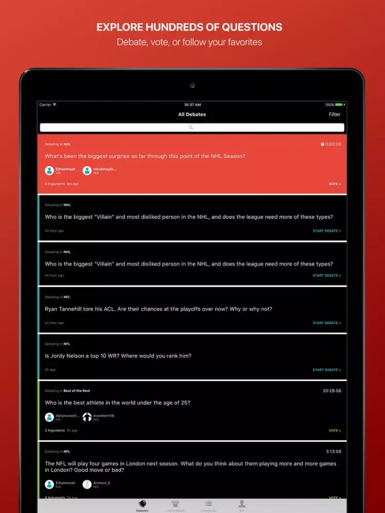 Fandings - Social Network for Sports Debate iPad  スクリーンショット