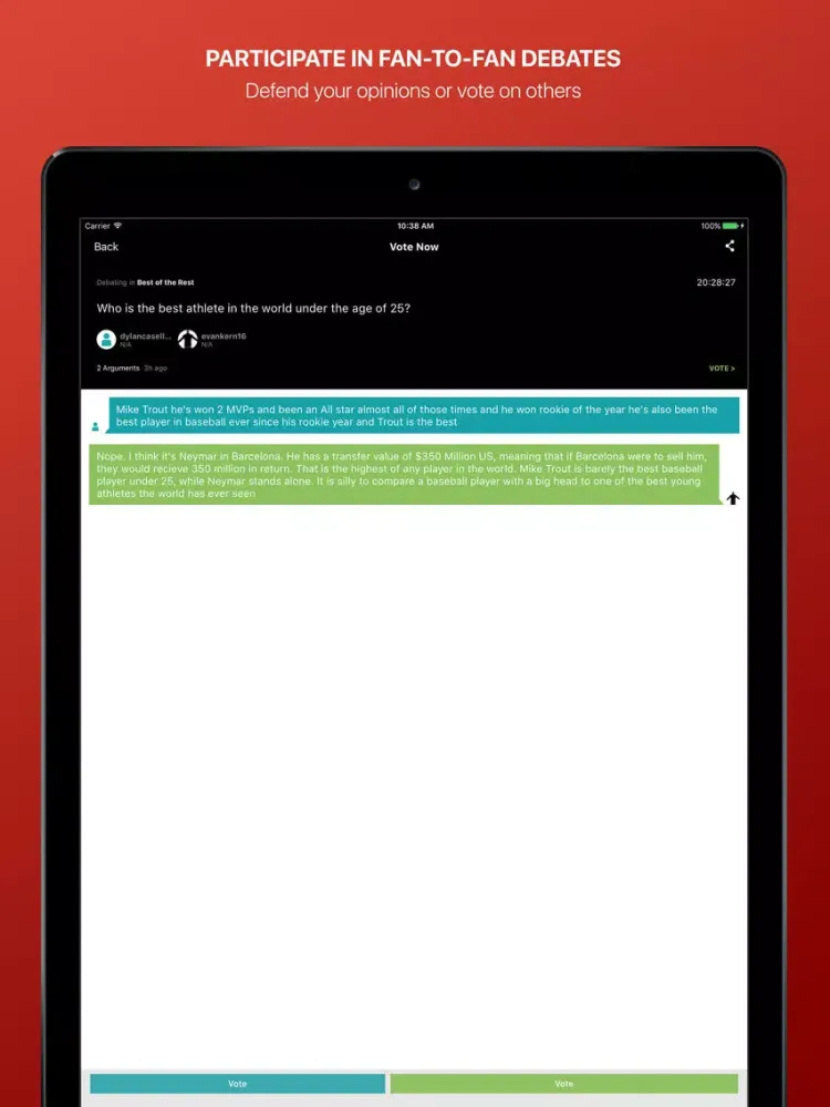 Fandings - Social Network for Sports Debate iPad  スクリーンショット